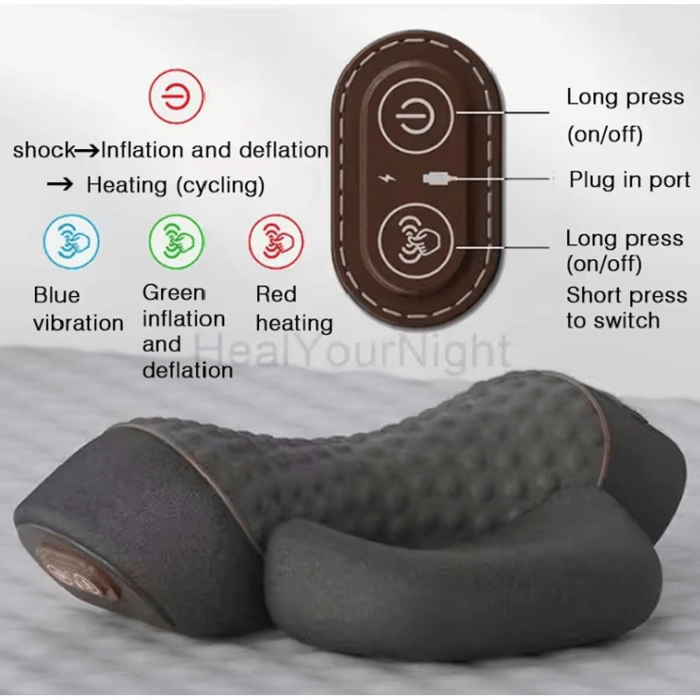 Electric Neck Massage Pillow With Heating And Vibration For Cervical And Spine Support 3