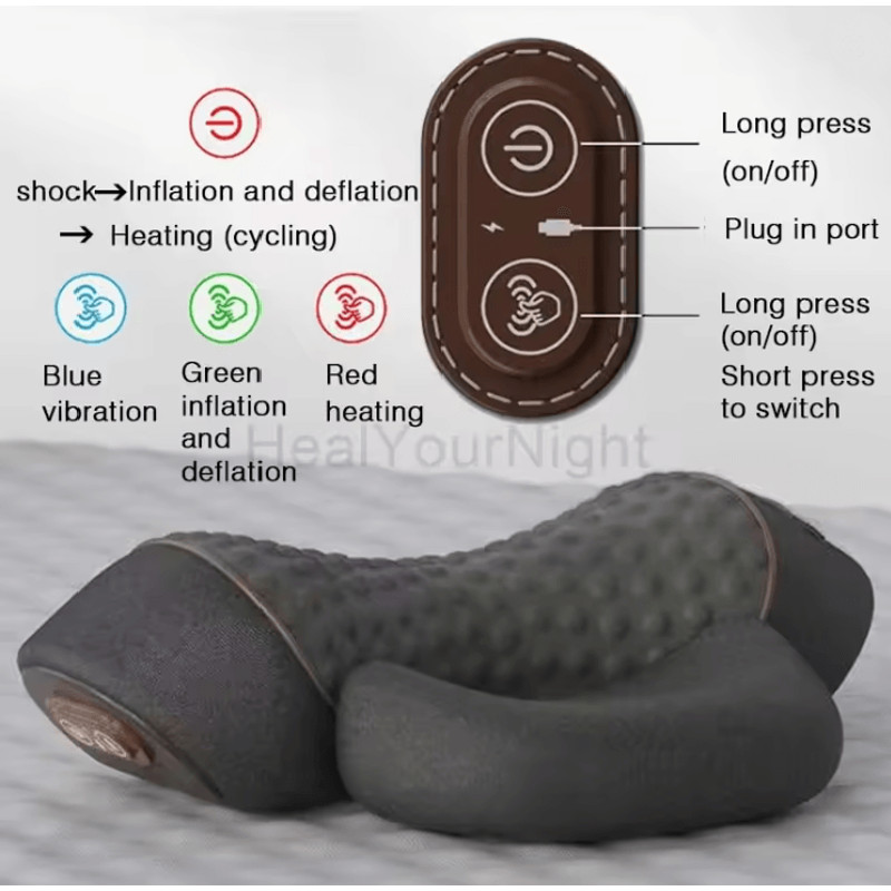 Electric Neck Massage Pillow With Heating And Vibration For Cervical And Spine Support 3