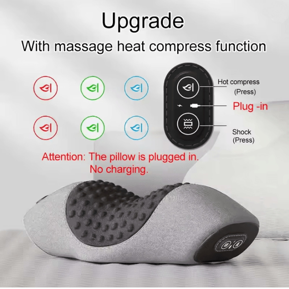Electric Neck Massage Pillow With Heating And Vibration For Cervical And Spine Support 4