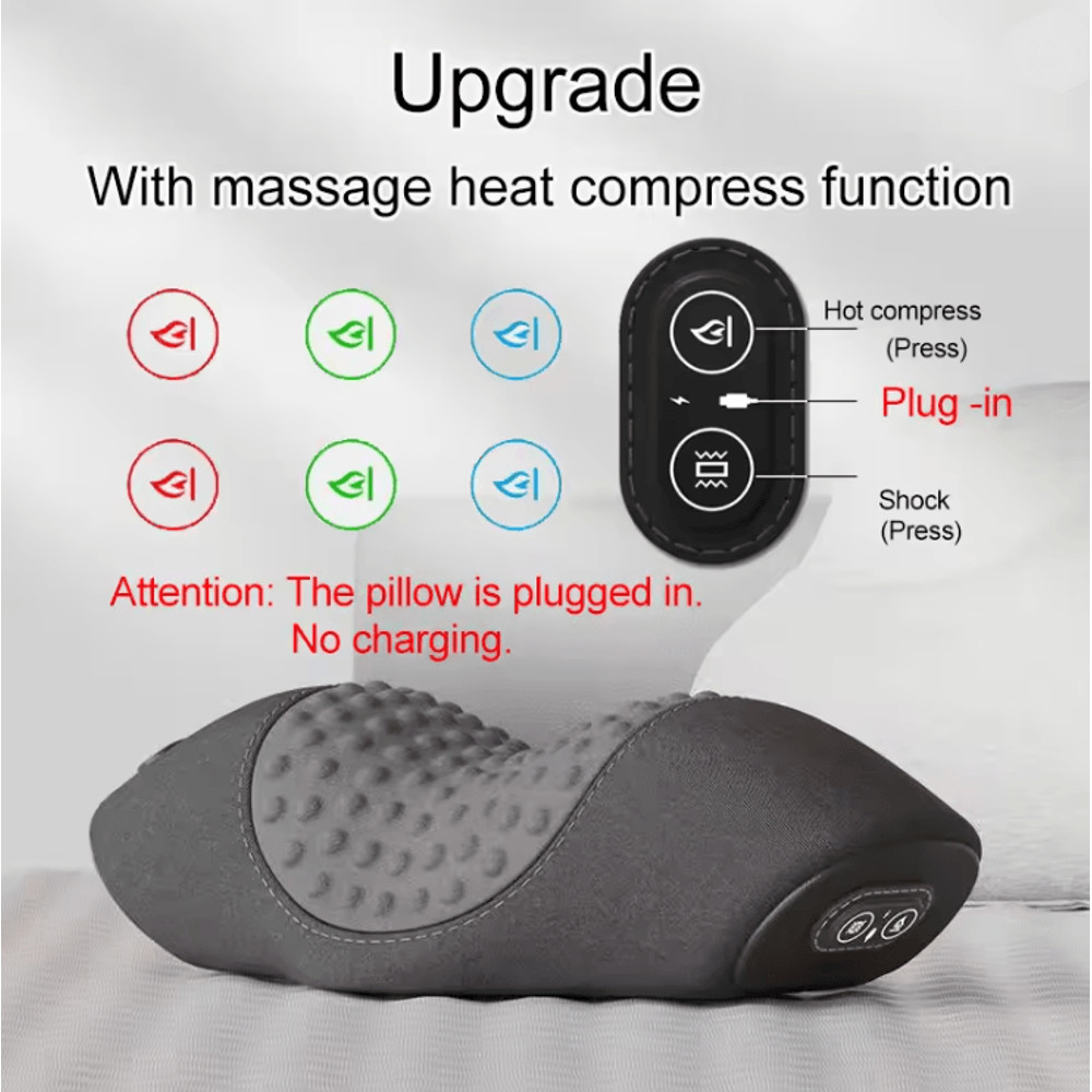 Electric Neck Massage Pillow With Heating And Vibration For Cervical And Spine Support 5
