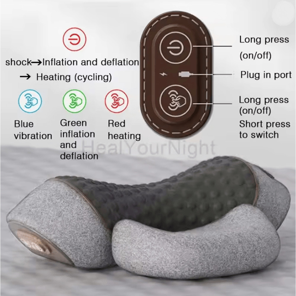Electric Neck Massage Pillow With Heating And Vibration For Cervical And Spine Support 6
