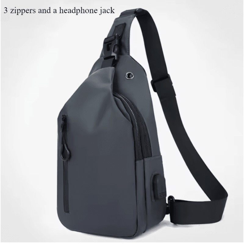 Men Chest Bag With USB Charging Casual Crossbody Shoulder Bag 4