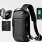 Mens Crossbody Bag With USB Charging Waterproof Anti Theft Shoulder Pack 0
