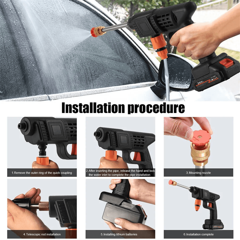 Cordless High Pressure Car Washer With Rechargeable Battery And Foam Spray Gun 3