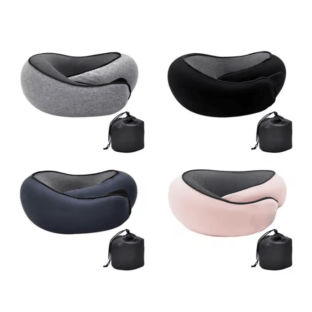 Memory Foam Neck Pillow With Head Support Cushion For Travel And Home Comfort 0