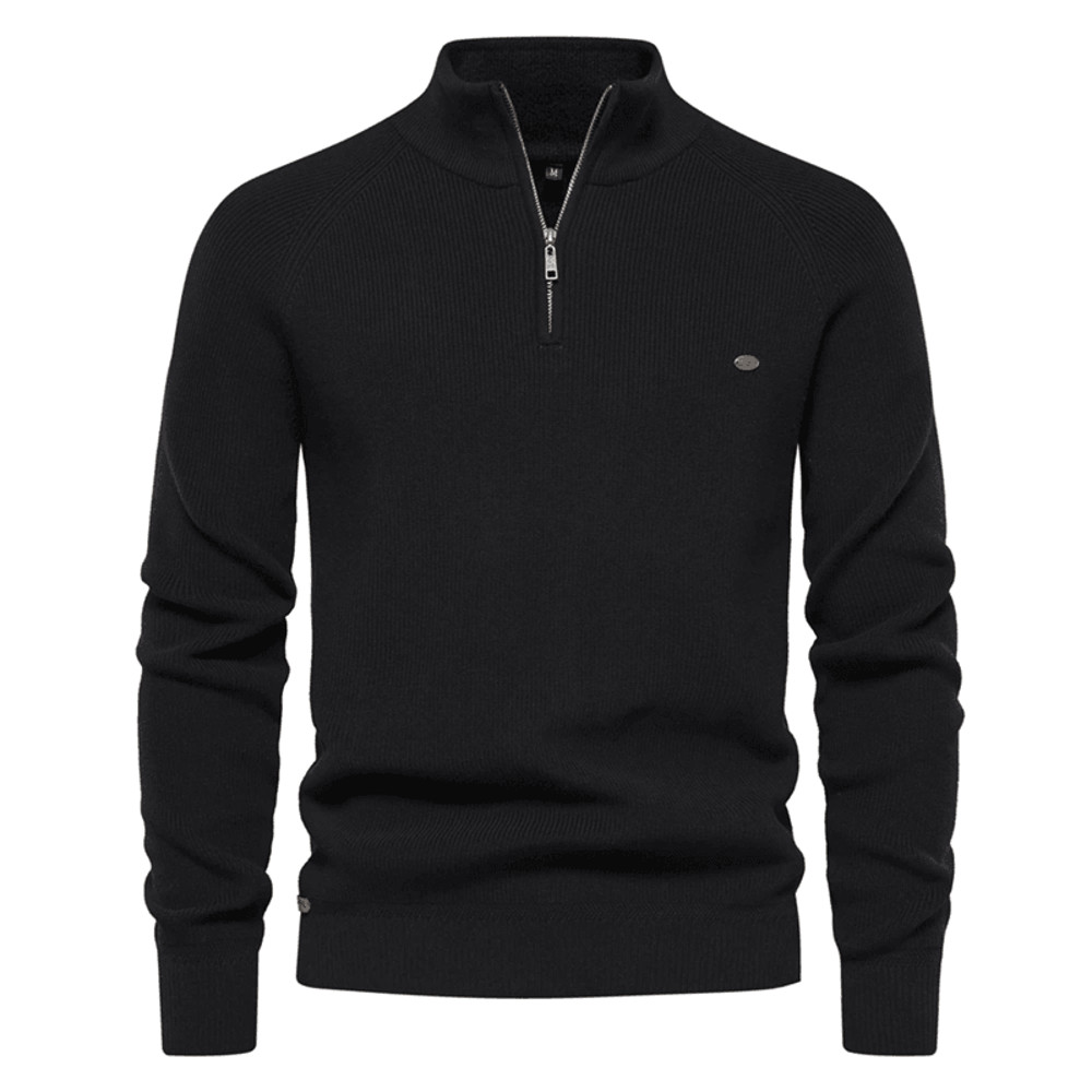 Mens High Collar Knitted Cardigan Zipper Sweater For Autumn And Winter 1
