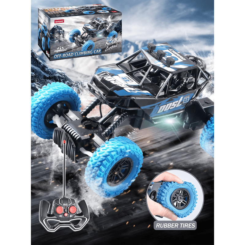 Remote Control Off Road Toy Car With Flashing Lights And Rubber Wheels 0
