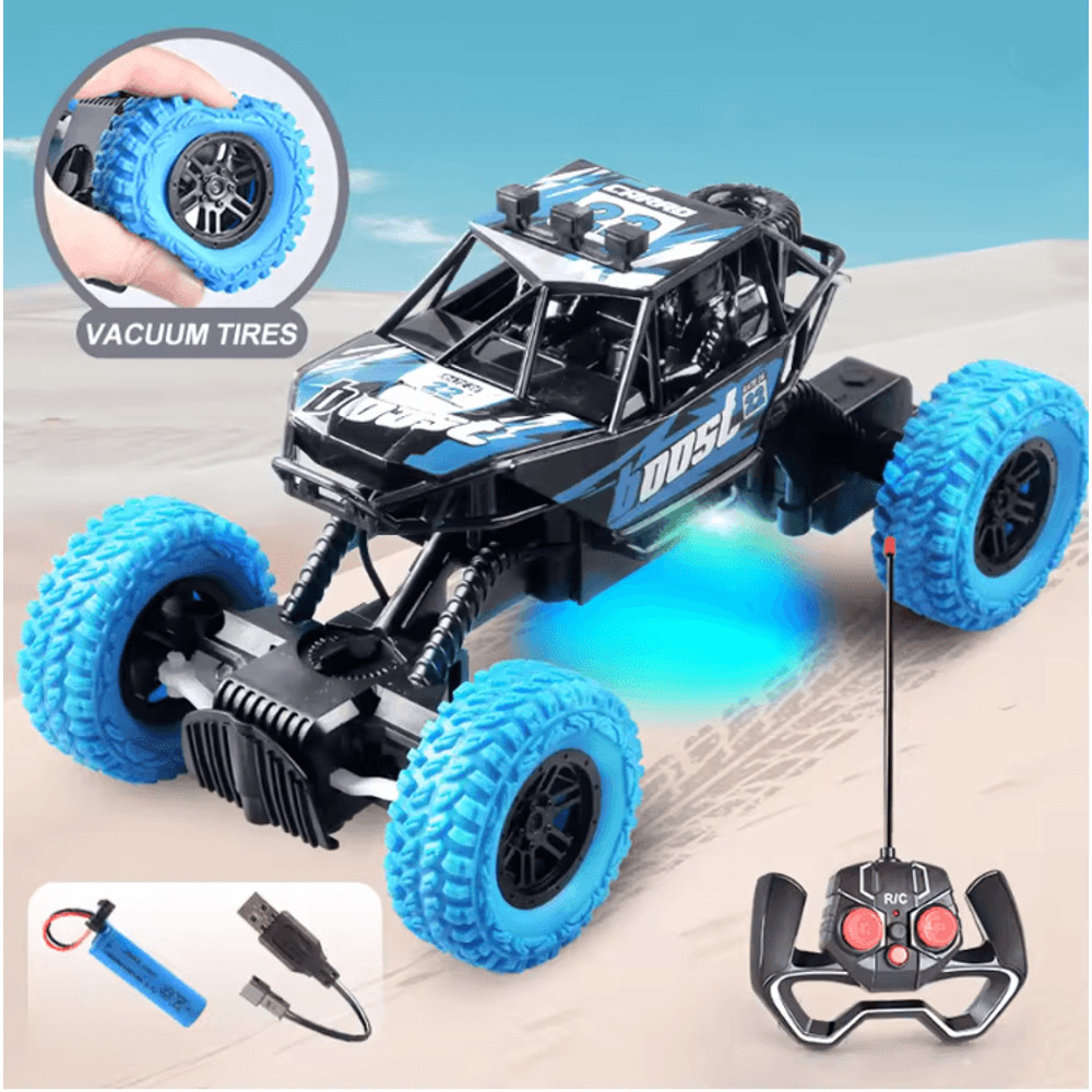 Remote Control Off Road Toy Car With Flashing Lights And Rubber Wheels 3