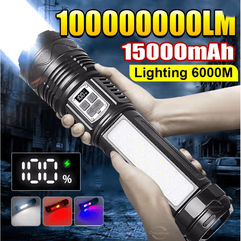 Rechargeable LED Flashlight Long Range Tactical Torch With USB C Charging 0