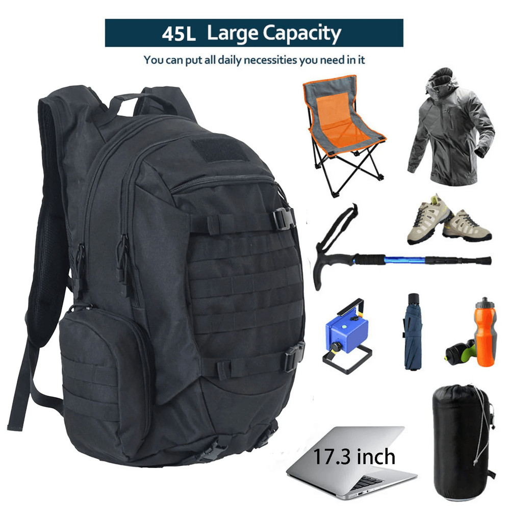 45L Waterproof Tactical Backpack For Hiking Camping Fishing And Outdoor Adventures 0