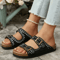 Summer Suede Flat Slippers For Women With Soft Bottom Buckle Strap Design 3