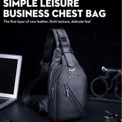 bullcaptain mens leather chest bag multi function travel messenger crossbody bag