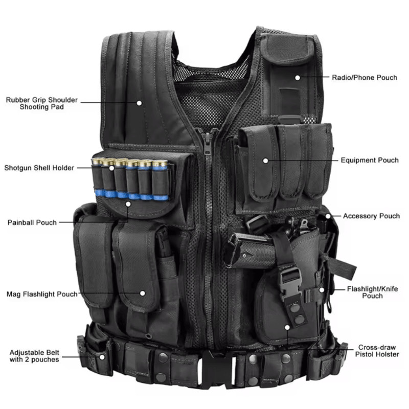 Tactical Vest Multi Pocket Combat Security Vest For Hunting Outdoor Training And Airsoft 1