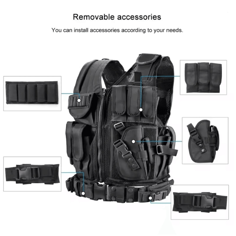 Tactical Vest Multi Pocket Combat Security Vest For Hunting Outdoor Training And Airsoft 2