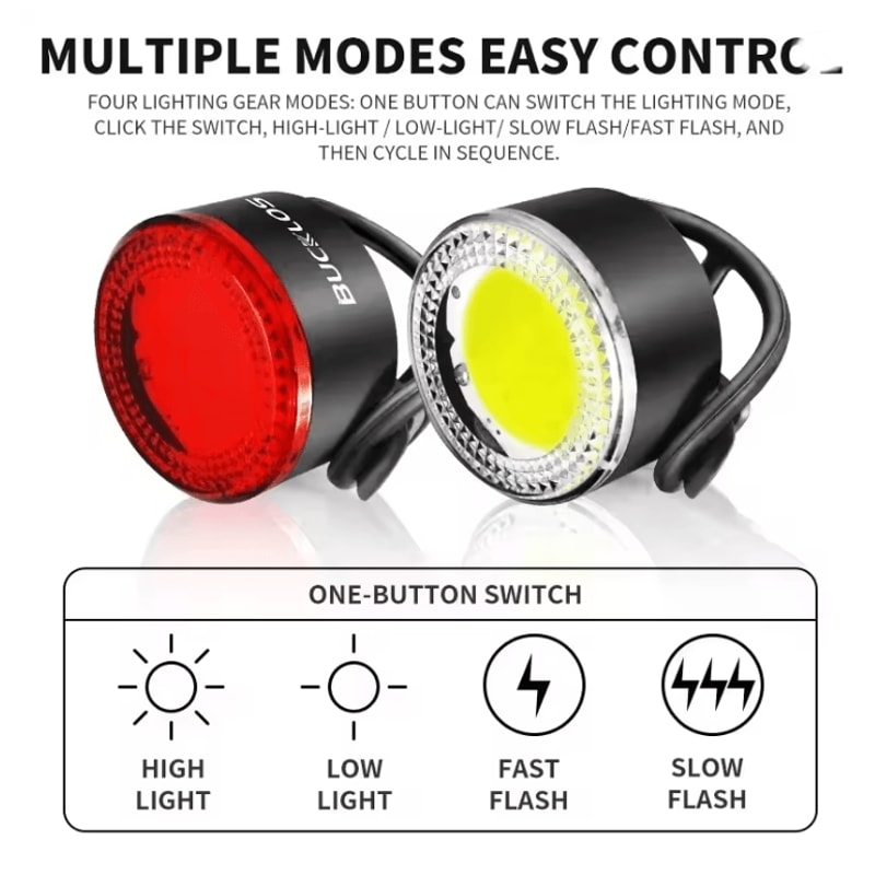 USB Rechargeable Bike Lights Set LED Front And Rear Bicycle Safety Lamps 1