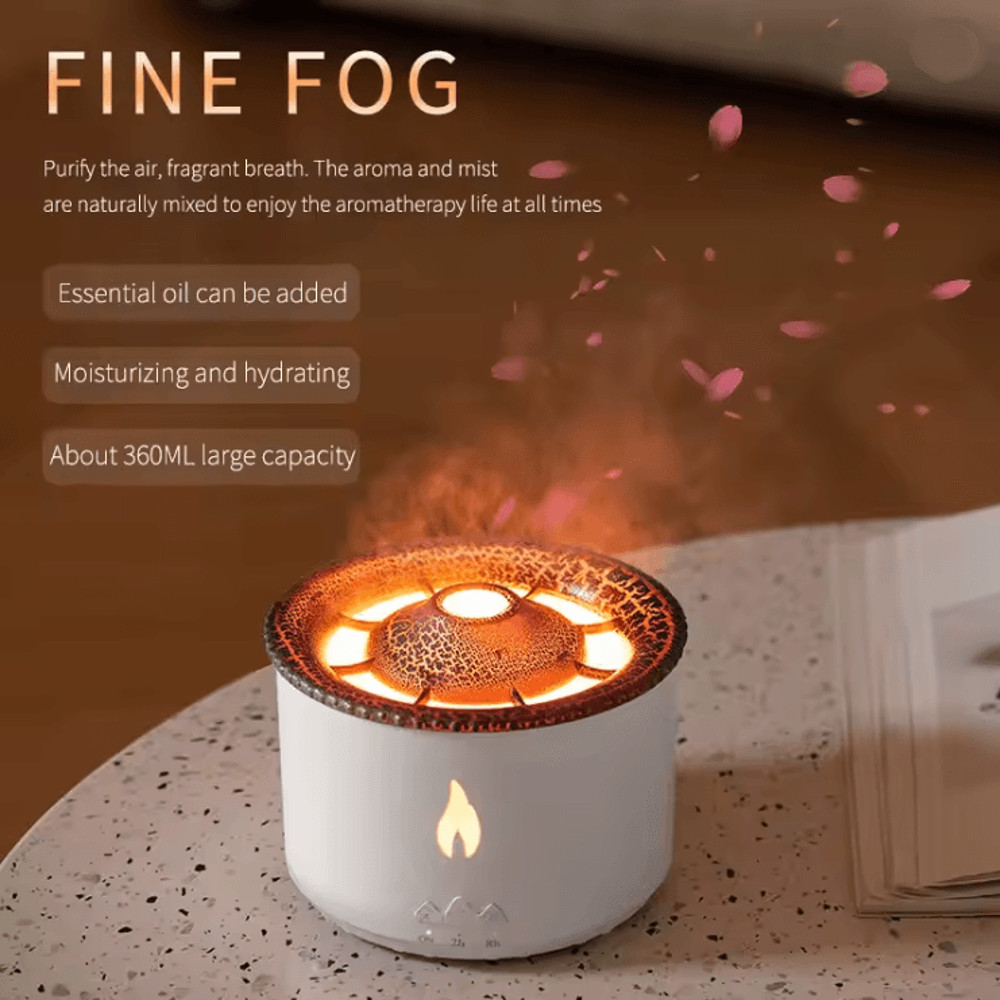 Volcano Flame Aroma Diffuser Essential Oil Humidifier With Fire Light Effect 2