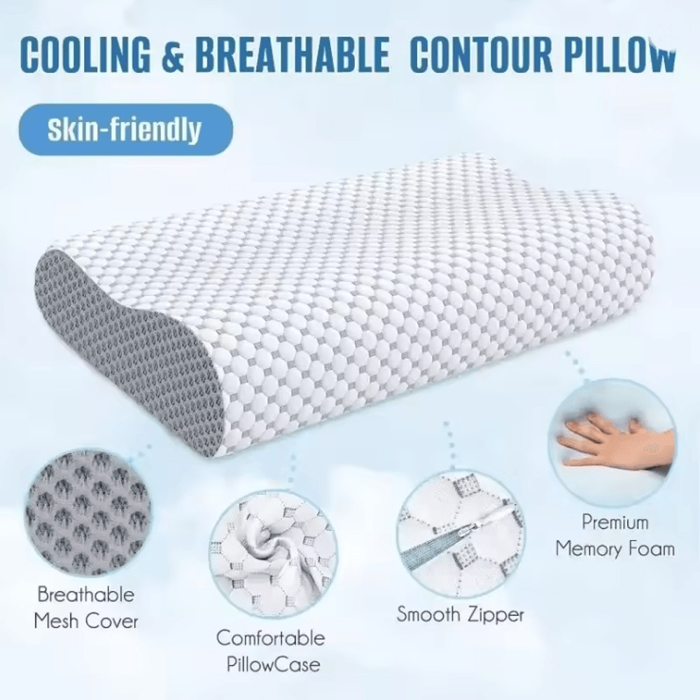 ErgoRest Memory Foam Neck Pillow For Pain Relief And Deep Sleep 1