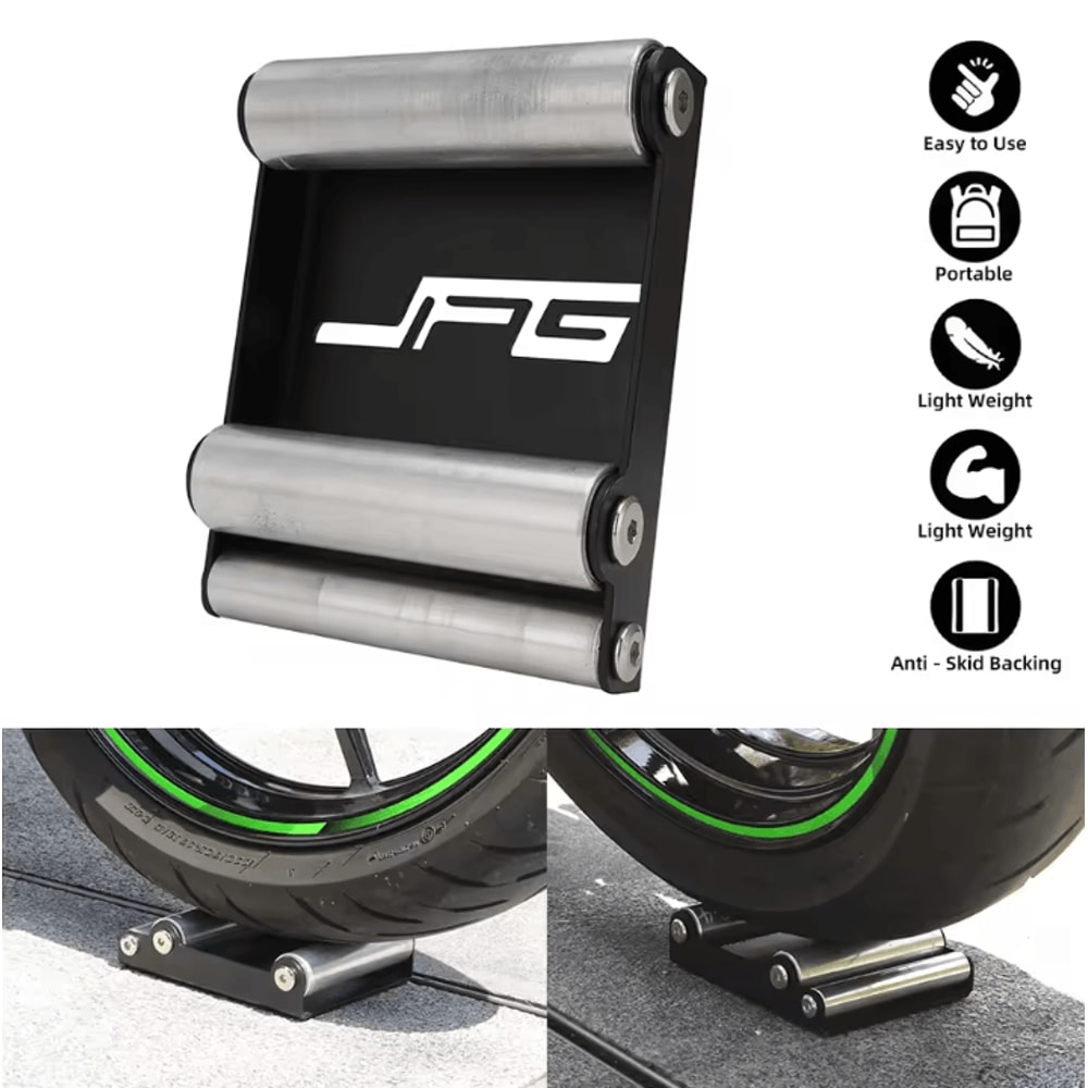 Motorcycle Tire Cleaning Stand Portable Roller Ramp For Chain And Wheel Maintenance 0