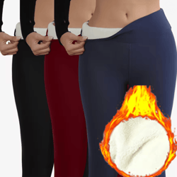 womens winter warm leggings high waist velvet lined stretch pants