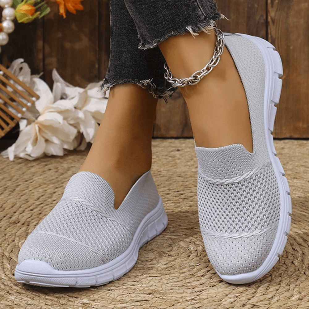 Womens Breathable Slip On Sneakers Lightweight Knit Comfort Walking Shoes 1