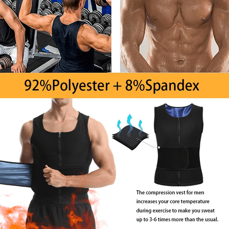 Mens Sauna Sweat Vest Body Shaper With Zipper 1