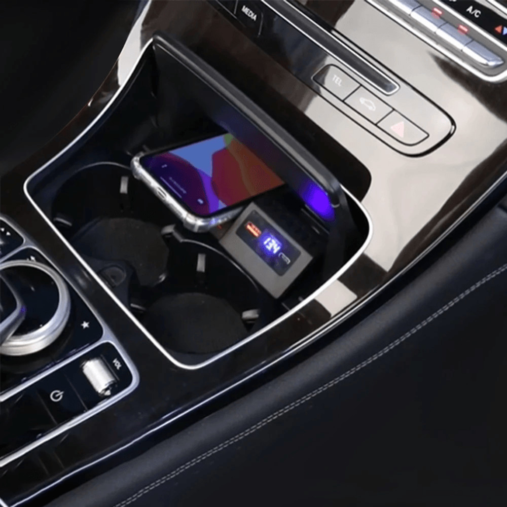 15W Car Wireless Charger For Mercedes Benz W205 C43 C63 GLC43 GLC63 X253 4