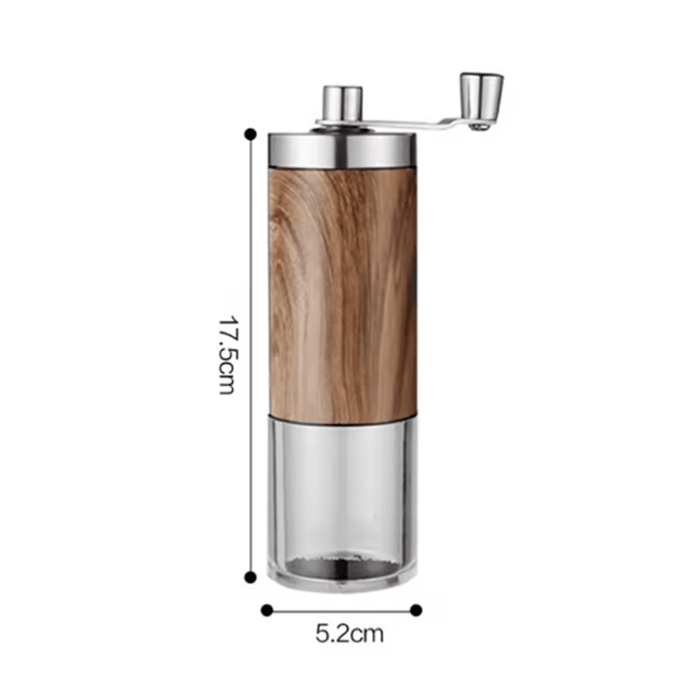 Portable Coffee Bean Grinder Hand Crank With Wood Grain Stainless Steel Design 3