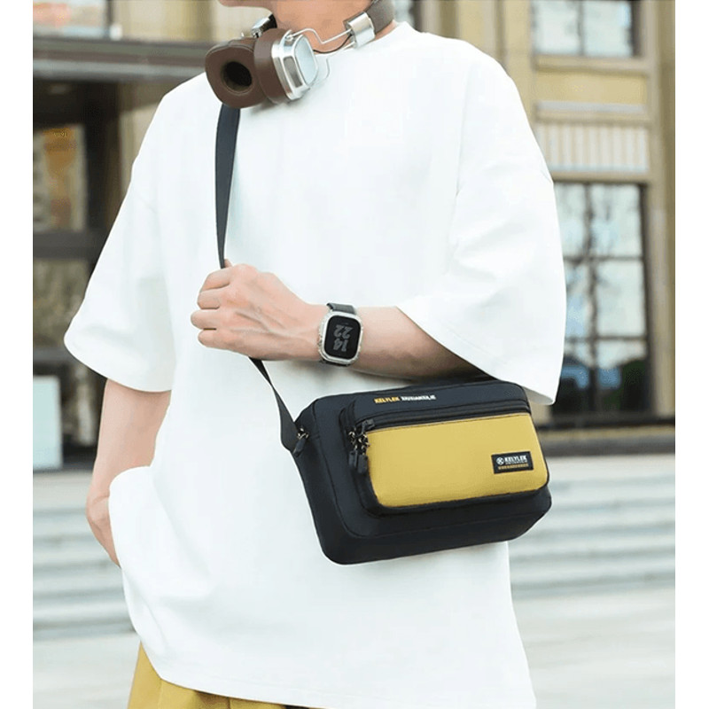 Mens Crossbody Bag Multi Layer Casual Shoulder Bag With Soft Handle 0