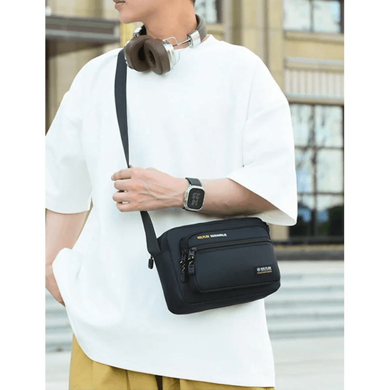 Mens Crossbody Bag Multi Layer Casual Shoulder Bag With Soft Handle 1