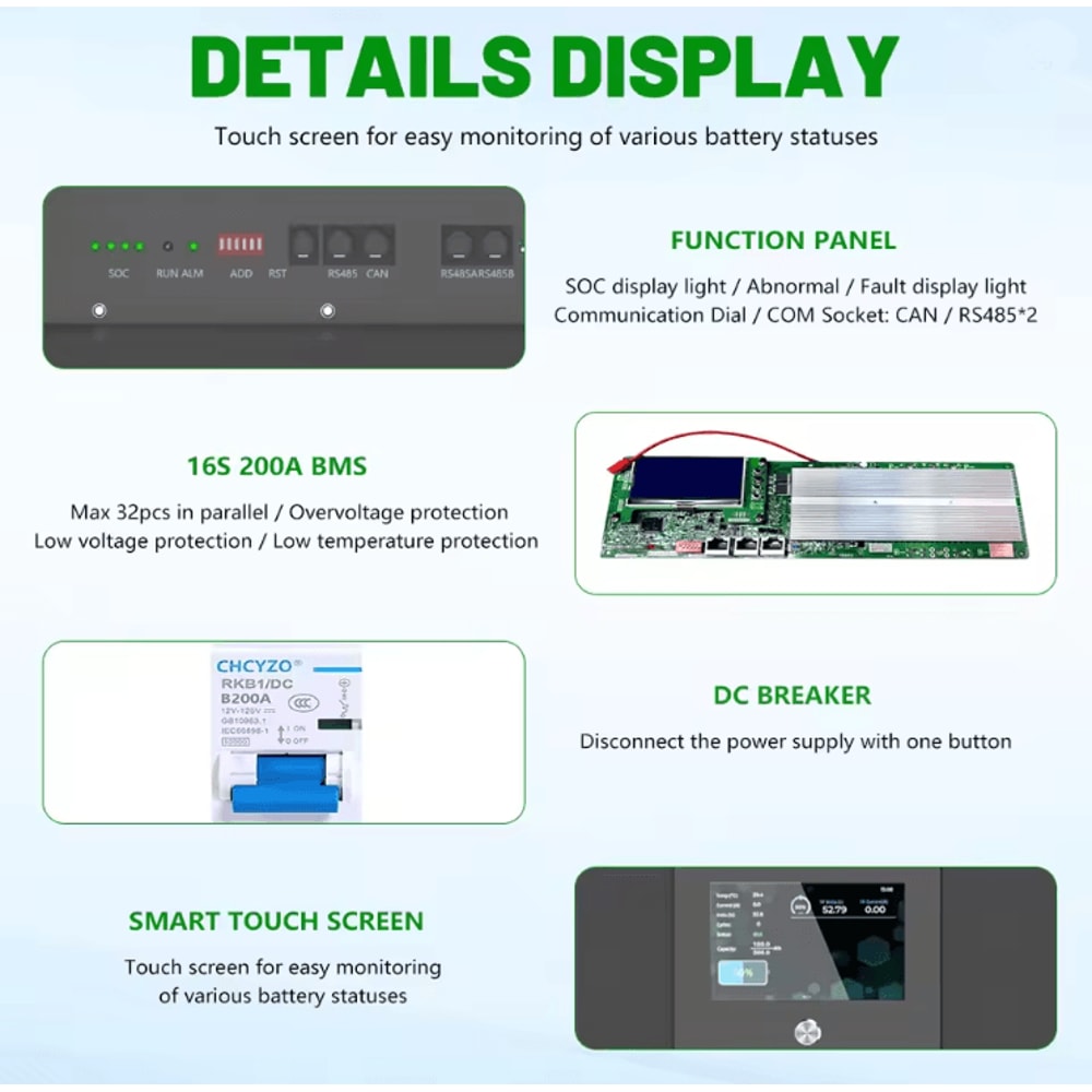 48V LiFePO4 Battery Pack 600Ah 30KWh With Wheels And Bluetooth BMS 1