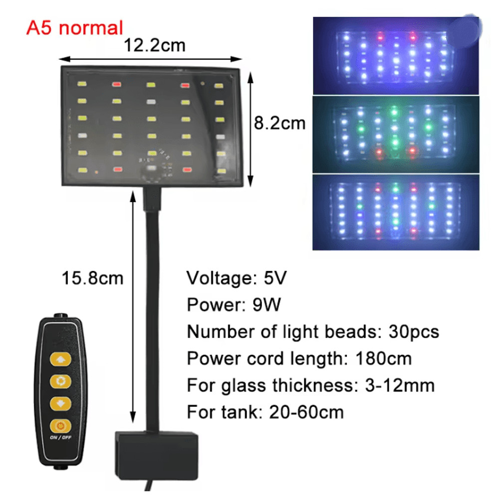 USB Aquarium LED Light Full Spectrum Plant Grow Lamp With Adjustable Brightness And Timer 2