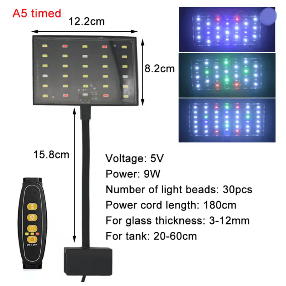 USB Aquarium LED Light Full Spectrum Plant Grow Lamp With Adjustable Brightness And Timer 3