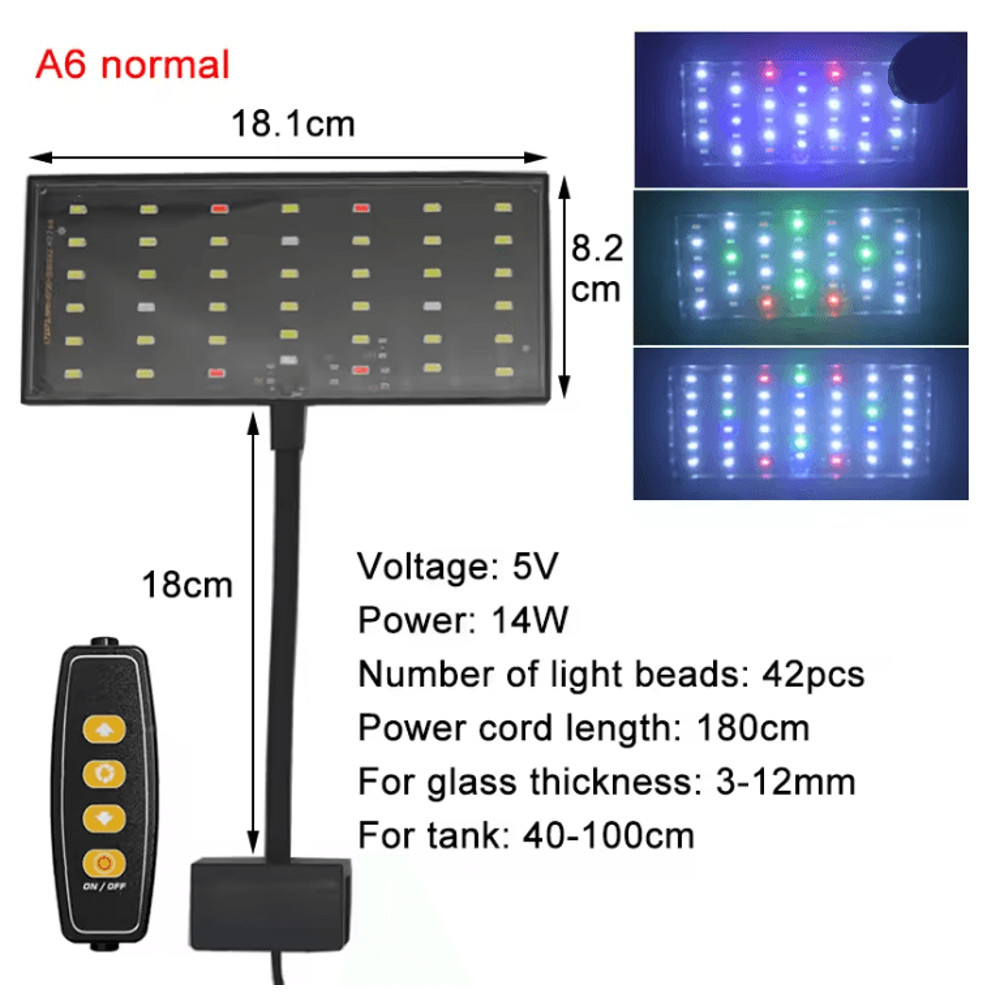 USB Aquarium LED Light Full Spectrum Plant Grow Lamp With Adjustable Brightness And Timer 4