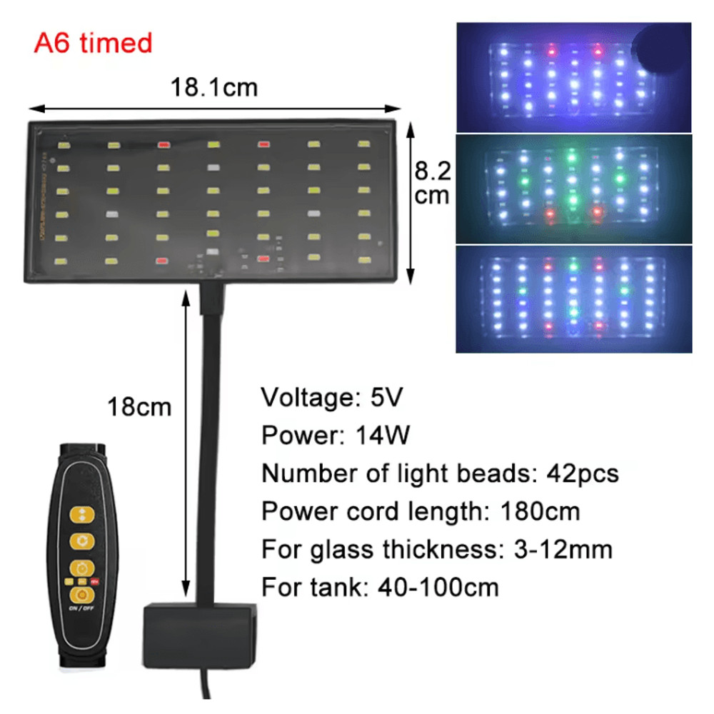 USB Aquarium LED Light Full Spectrum Plant Grow Lamp With Adjustable Brightness And Timer 5