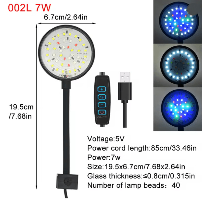 AquaGlow USB Aquarium LED Lamp Clip On Full Spectrum Dimmable Light For Fish Tanks And Aquatic Plan 5