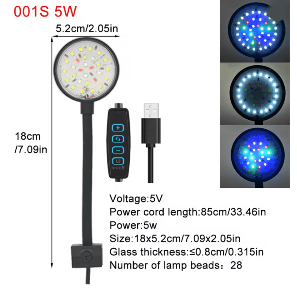 AquaGlow USB Aquarium LED Lamp Clip On Full Spectrum Dimmable Light For Fish Tanks And Aquatic Plan 6