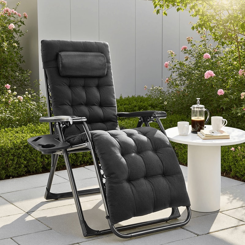 Zero Gravity Lounge Chairs Set Of 2 Portable Recliners With Cup Holder And Adjustable Pillow 7