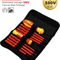 Insulated Screwdriver Set 10 Piece VDE Magnetic Interchangeable Blades With Case 0