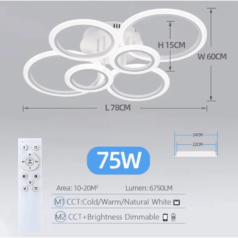 Modern LED Chandelier Ring Ceiling Light For Living Room And Bedroom 6