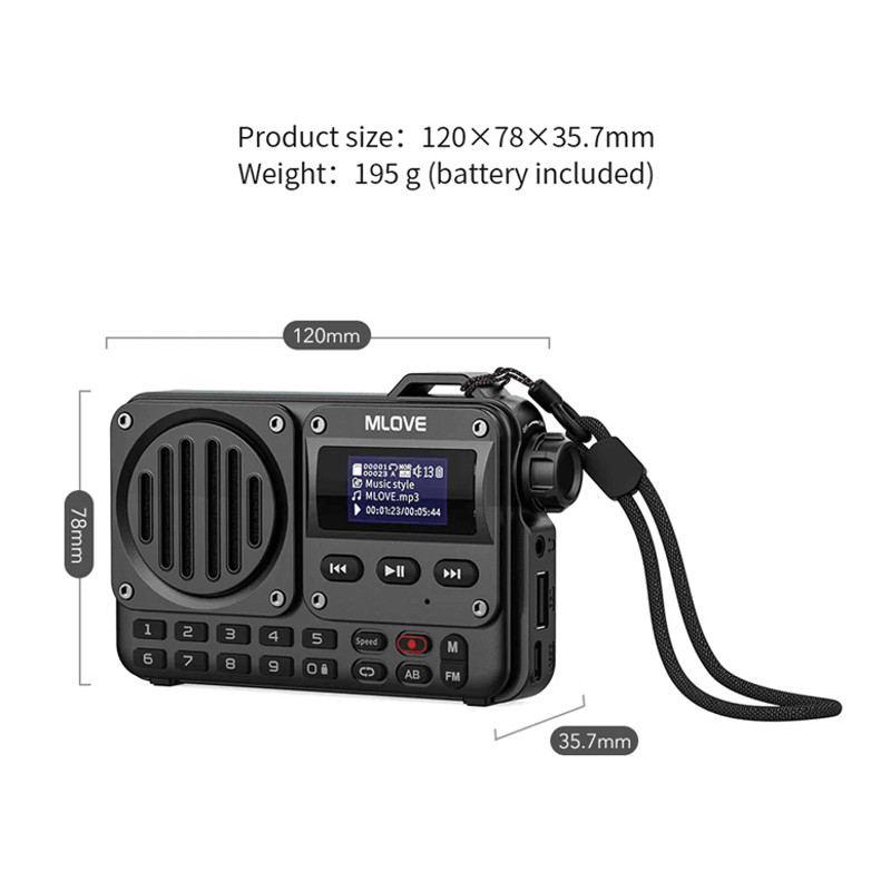 MLOVE BV800 Portable Bluetooth Speaker With FM Radio And LCD 6