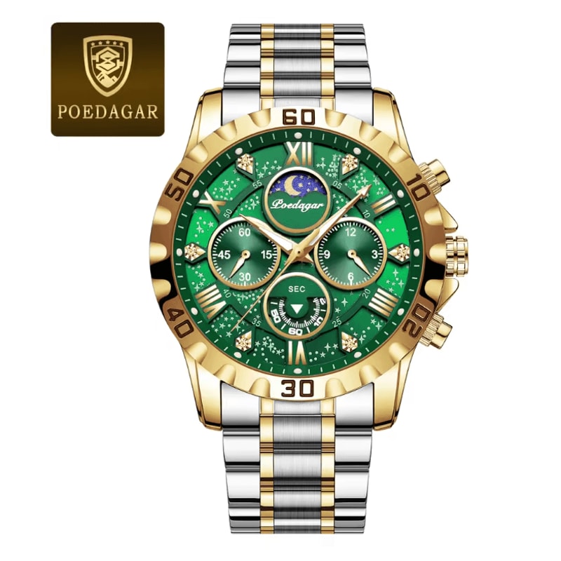 Luxury Stainless Steel Chronograph Watch For Men Waterproof Quartz Design 9