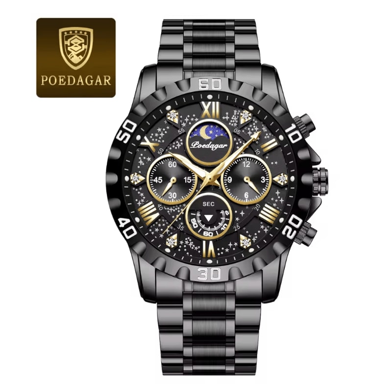 Luxury Stainless Steel Chronograph Watch For Men Waterproof Quartz Design 10