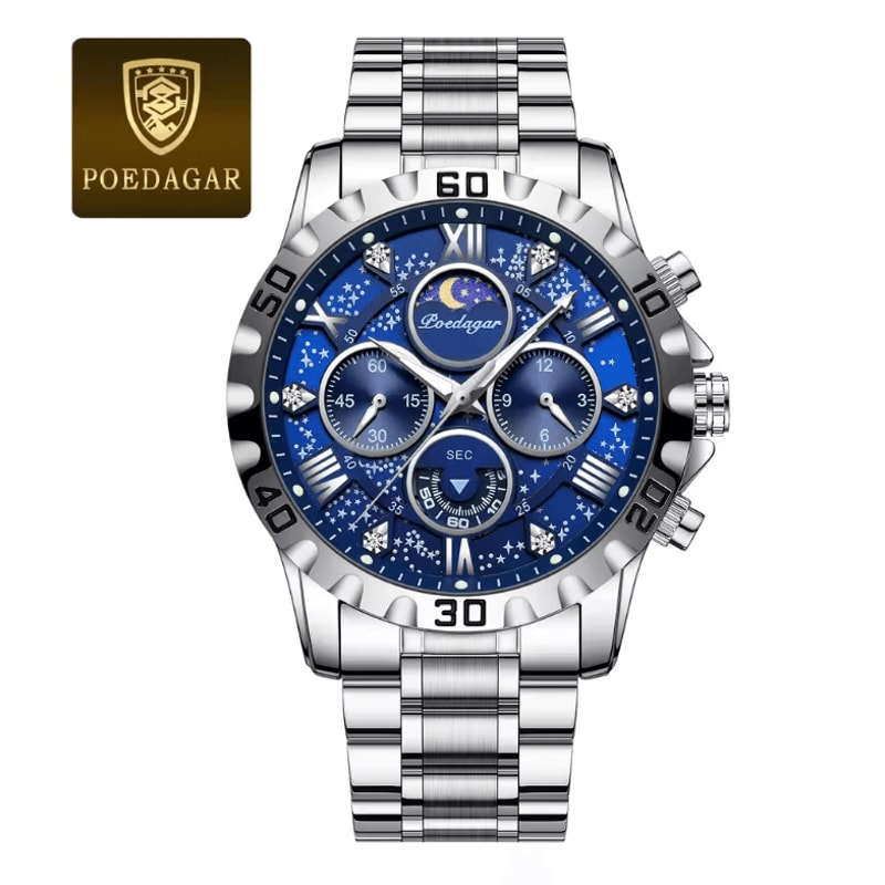 Luxury Stainless Steel Chronograph Watch For Men Waterproof Quartz Design 5