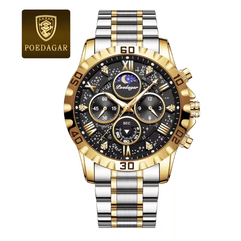 Luxury Stainless Steel Chronograph Watch For Men Waterproof Quartz Design 8