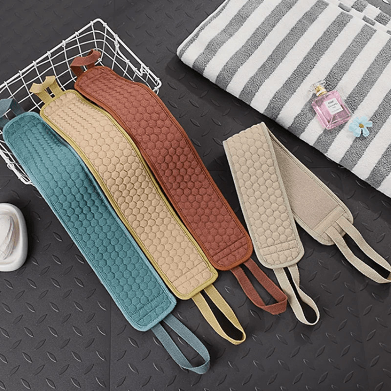 Exfoliating Back Scrubber For Shower Deep Clean Body Washcloth With Handles 2