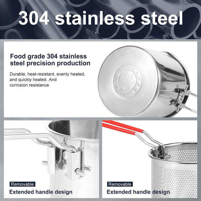 Stainless Steel Deep Fryer Pot With Basket For Home Cooking And Frying 3