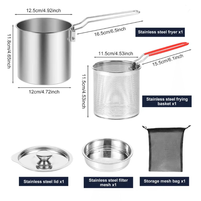 Stainless Steel Deep Fryer Pot With Basket For Home Cooking And Frying 4