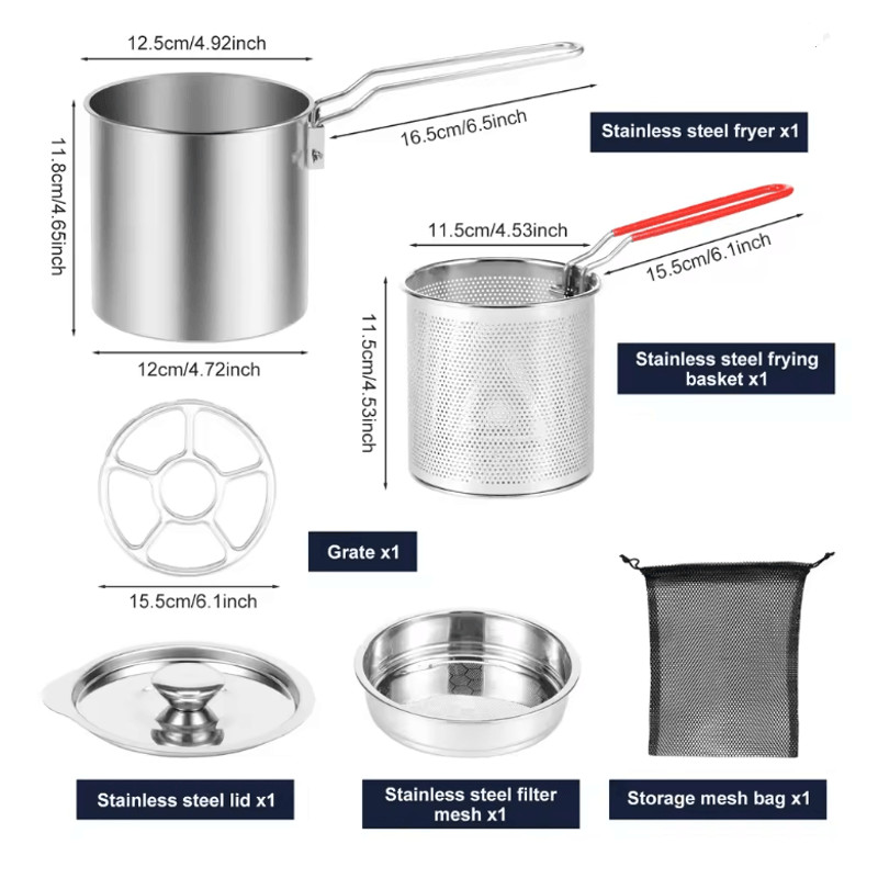 Stainless Steel Deep Fryer Pot With Basket For Home Cooking And Frying 5