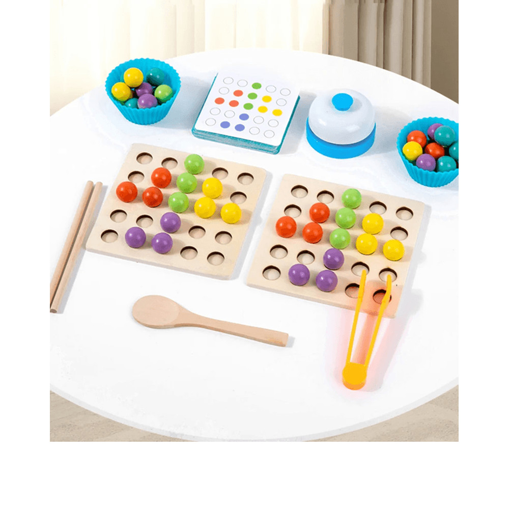 Montessori Wooden Bead Sorting Toy With Clip For Fine Motor Skill Development 0
