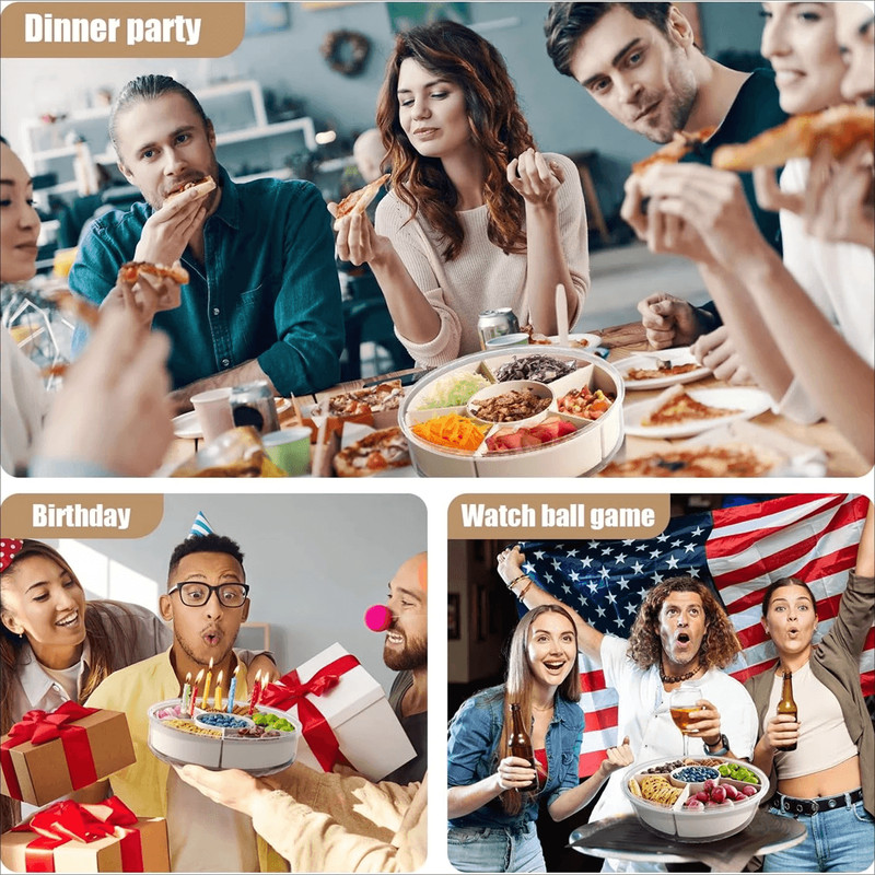 5 Compartment Rotating Snack Storage Tray With Lid For Fruits And Nuts 4